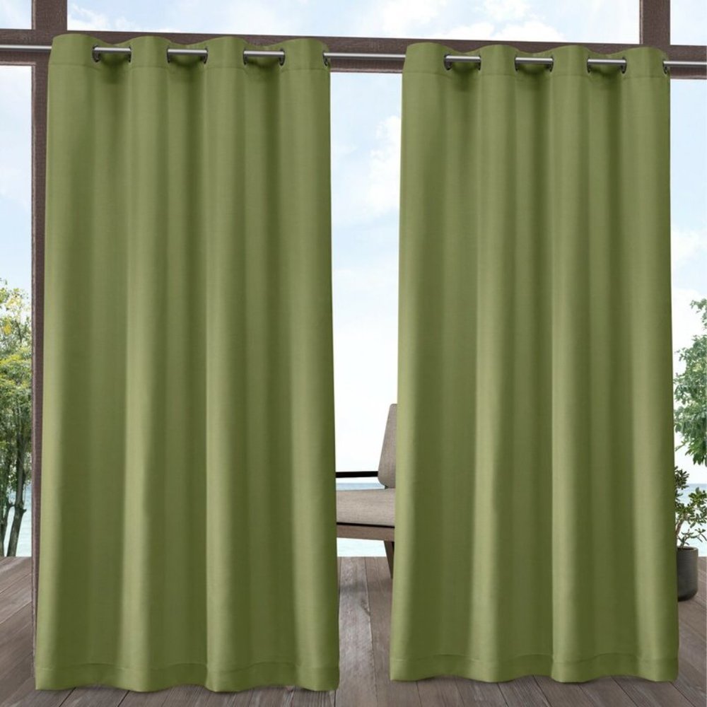 Denton Indoor Outdoor Curtain Panels Pair of 2 Kiwi Green 54 in x 120 in NEW NIP - Picture 3 of 12